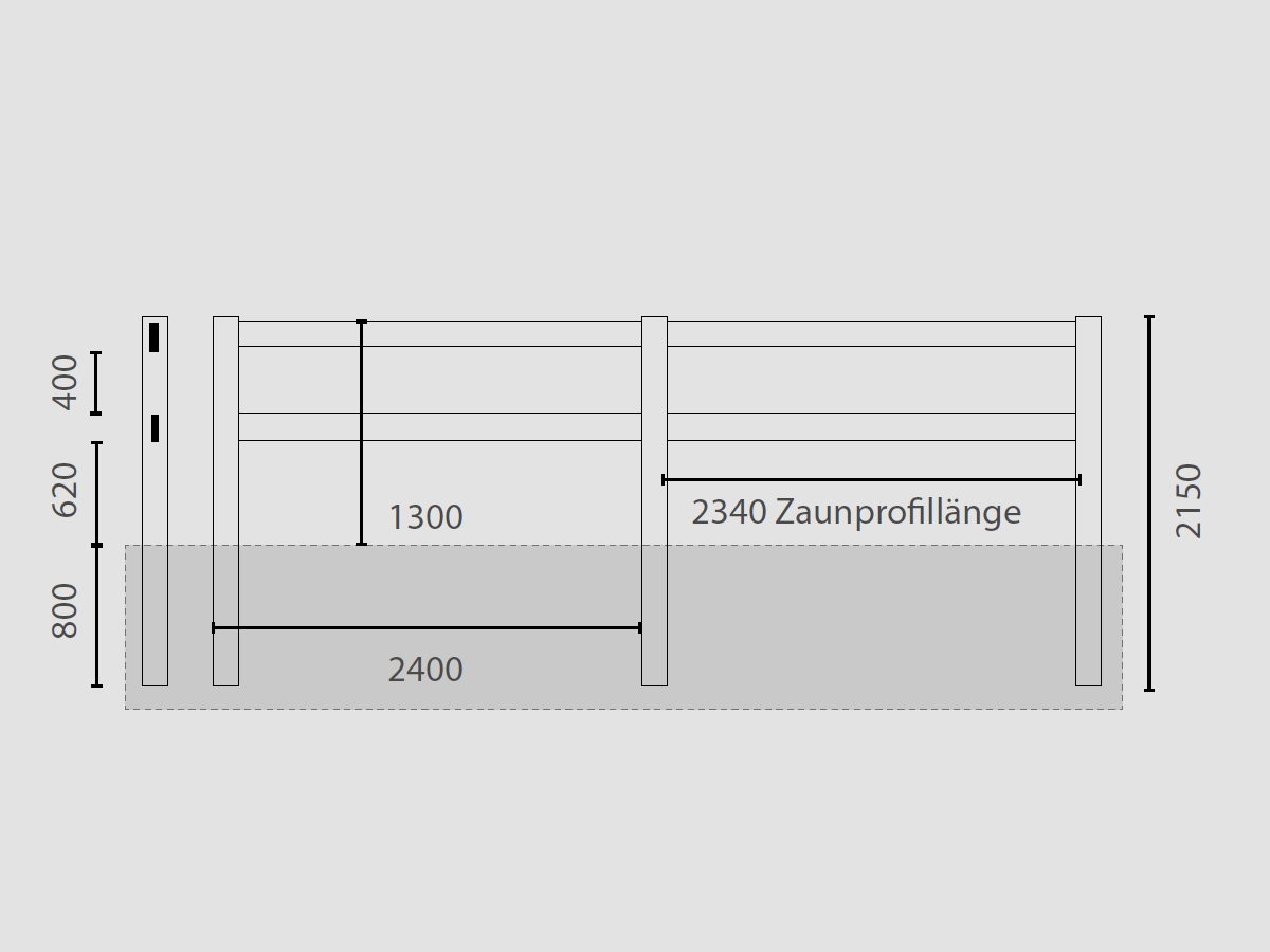 Reitplatz-Einzäunung Ranch S2 – Komplettset 20 × 40 m