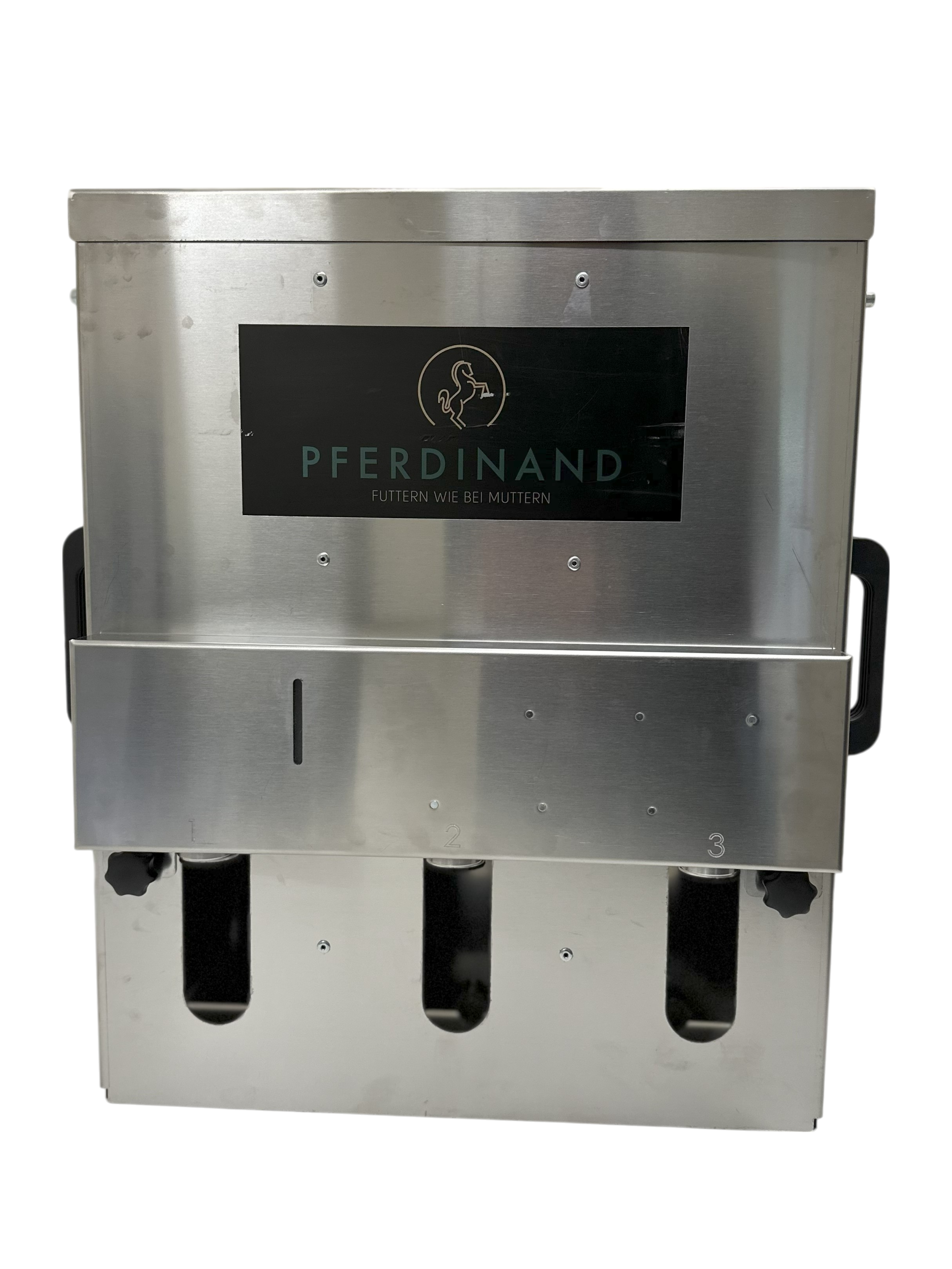 Der Futterautomat "Pferdinand Trio" mit drei Futterschächten.