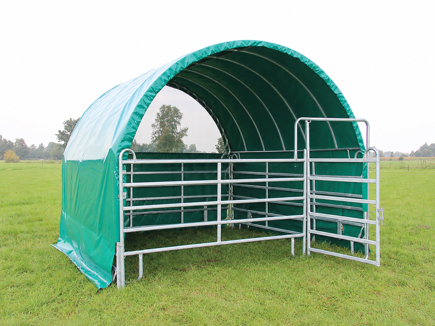 Rundbogen-Weidezelt komplett, 3,60 x 3,60 x 3,25 m inkl. Panels
