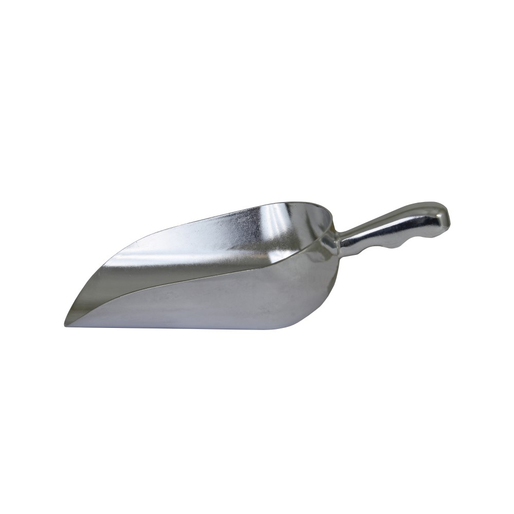 Jetzt Schaufel aus Aluminium kaufen! Kleine Schaufel aus Aluminium vor weißem Hintergrund.